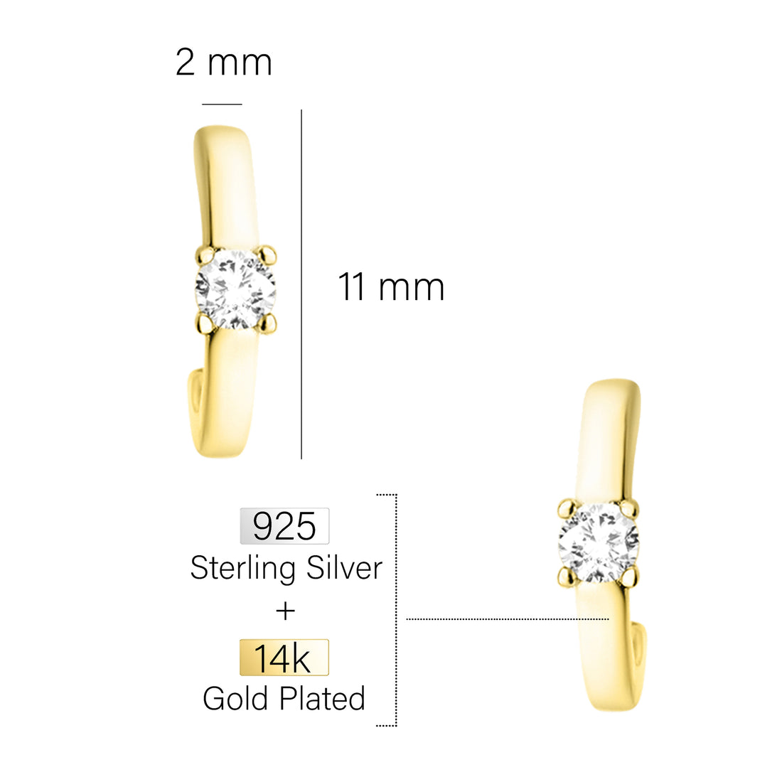 Zirconia Steck Creolen in 925 Silber