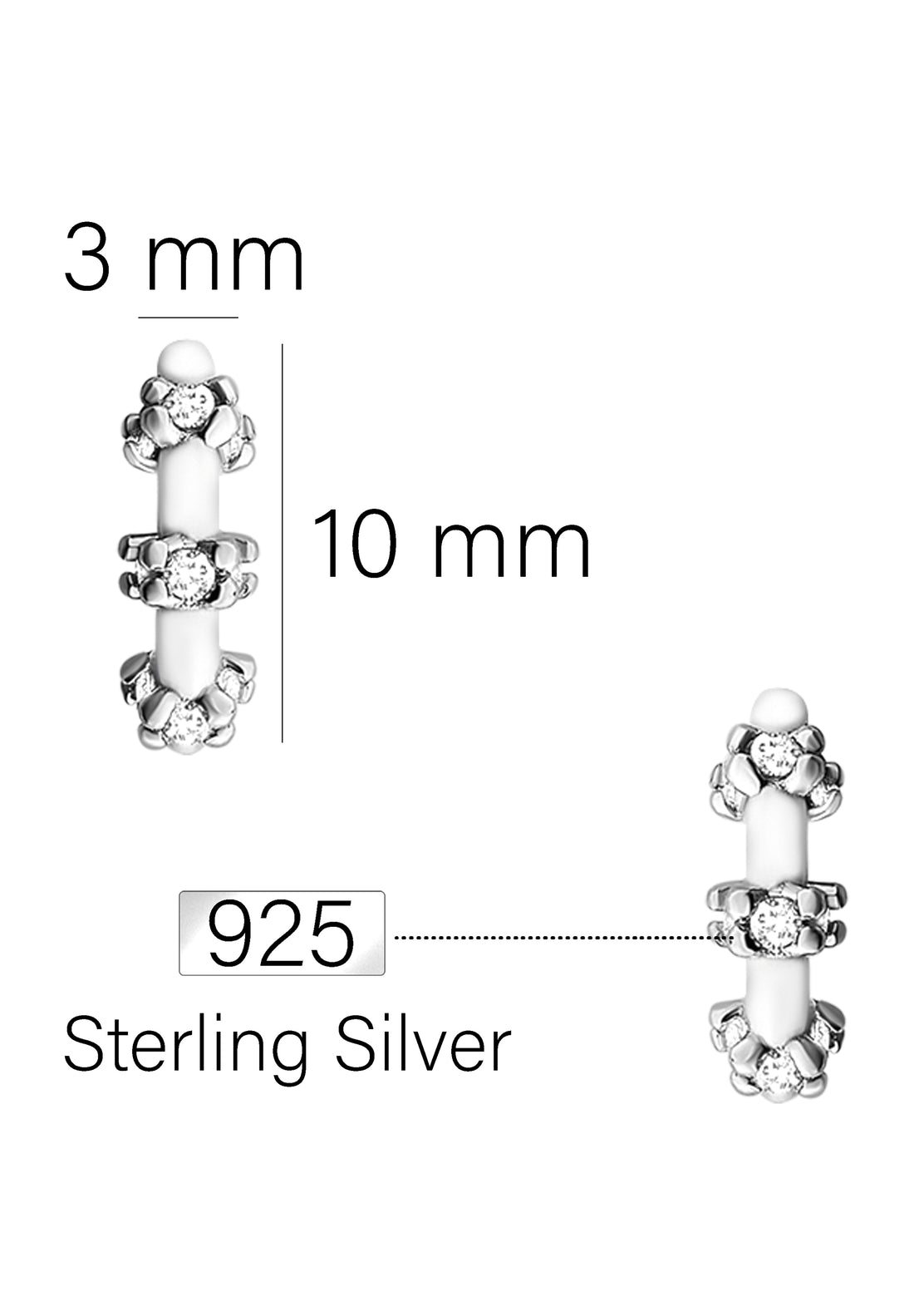 Zirconia Steck Creolen in 925 Silber