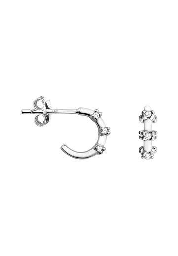 Zirconia Steck Creolen in 925 Silber