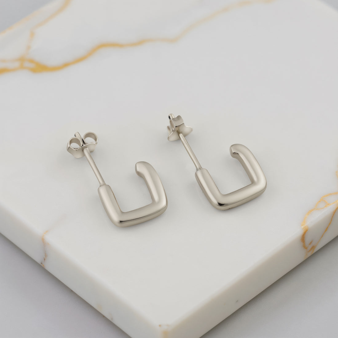 Quadrat Steck Creolen in 925 Silber