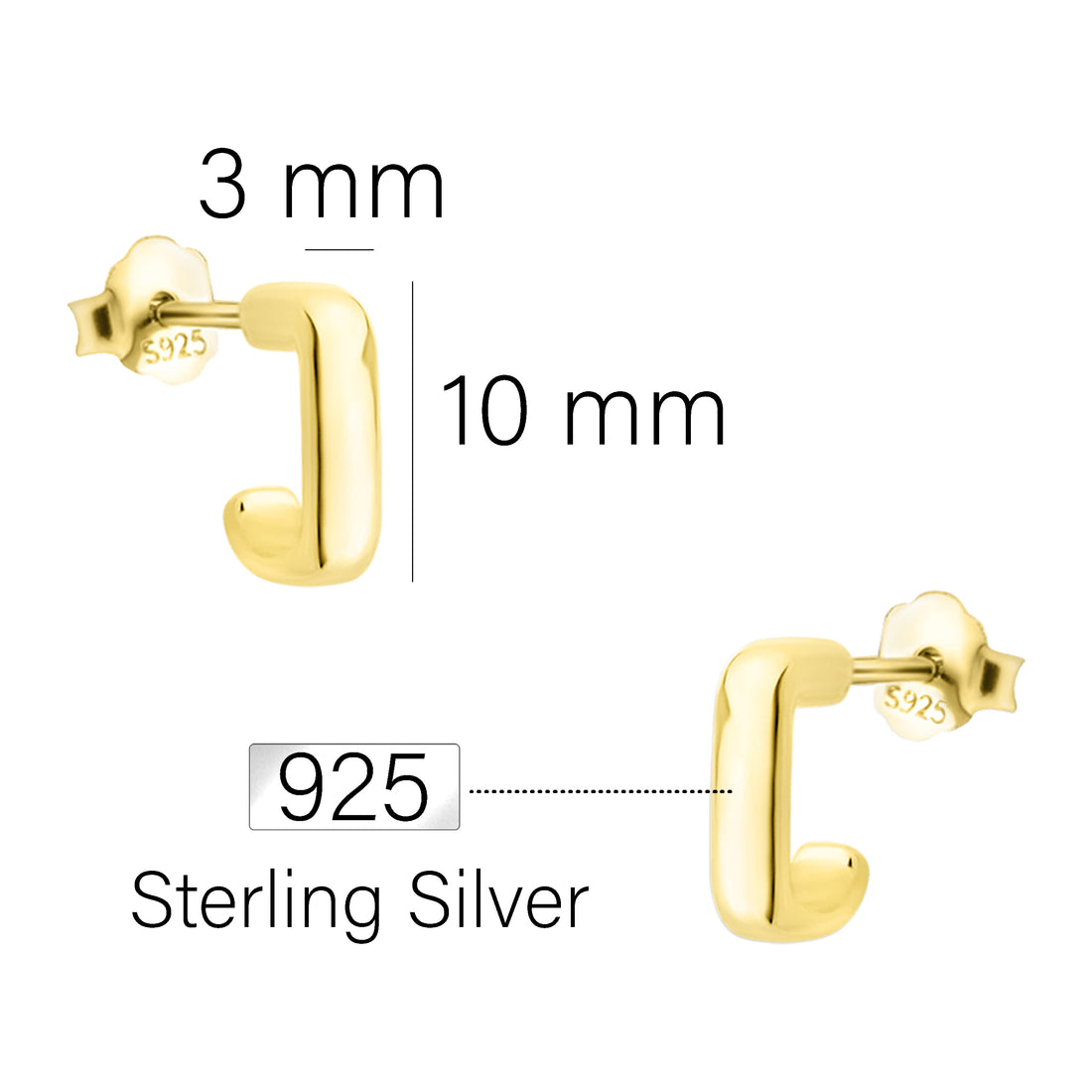 Quadrat Steck Creolen in 925 Silber