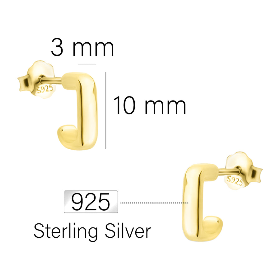 Quadrat Steck Creolen in 925 Silber