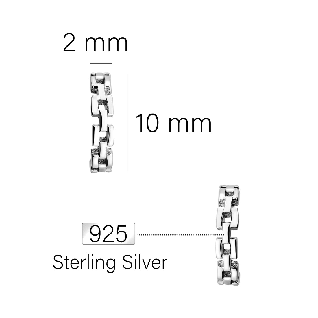 Kette Steck Creolen in 925 Silber