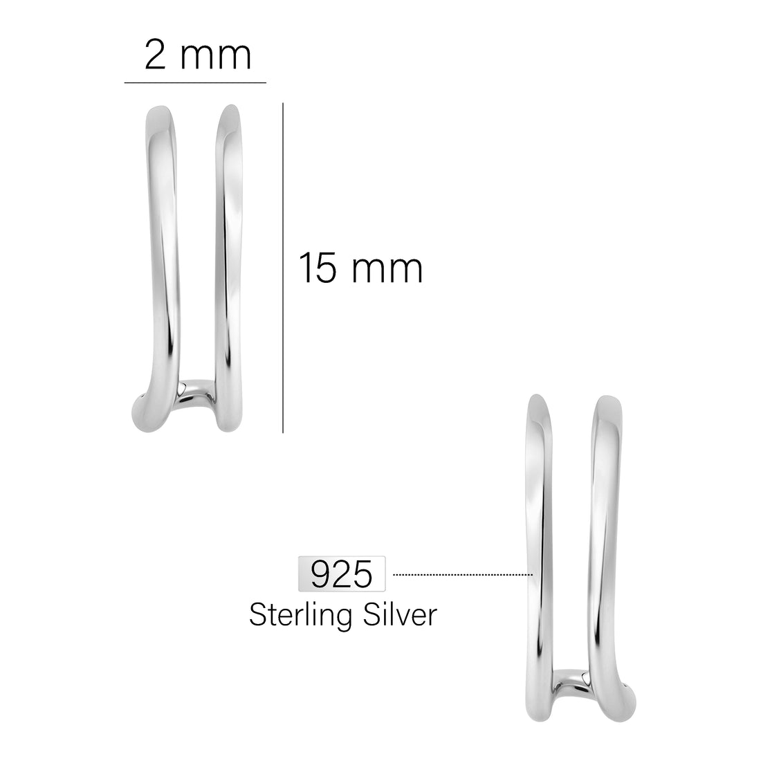 Doppel Steck Creolen in 925 Silber