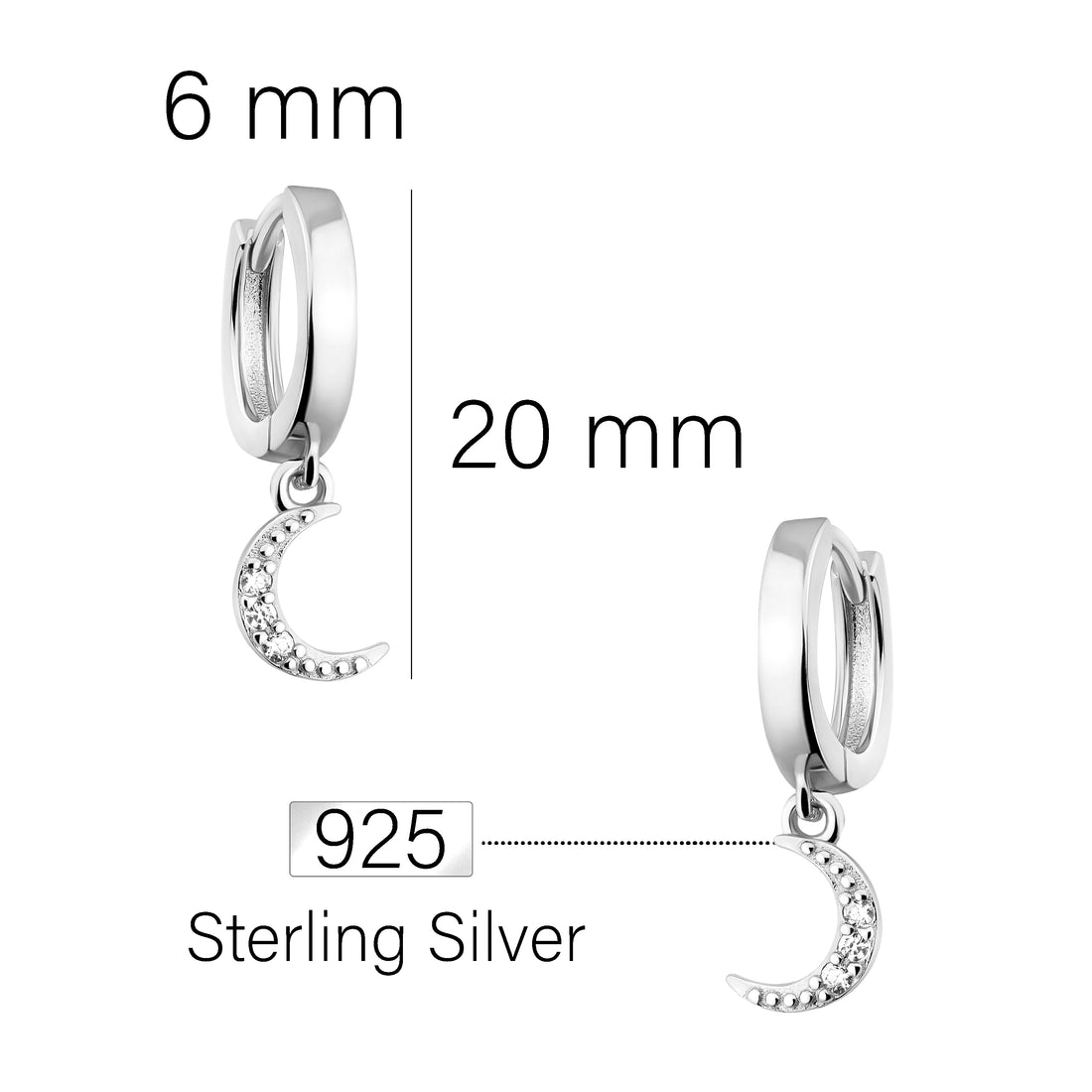 Mond Creolen in 925 Silber