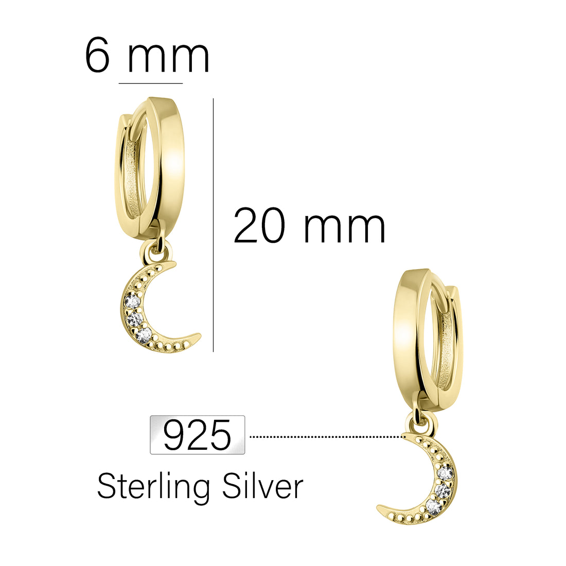 Mond Creolen in 925 Silber