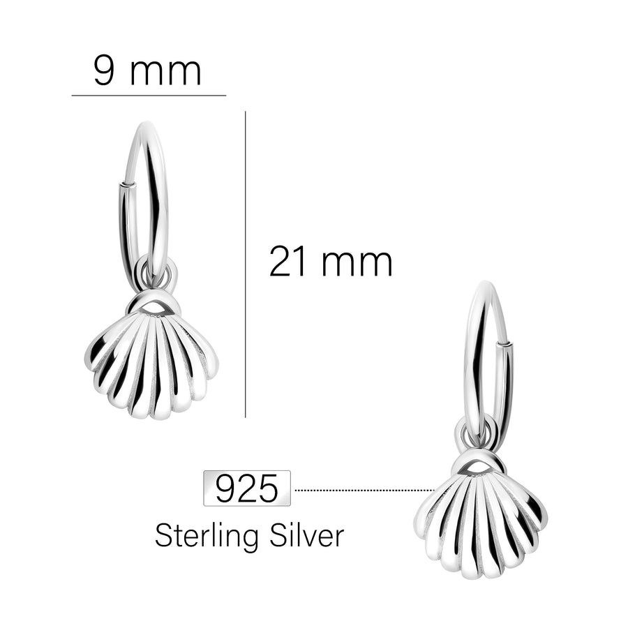 Muschel Creolen in 925 Silber