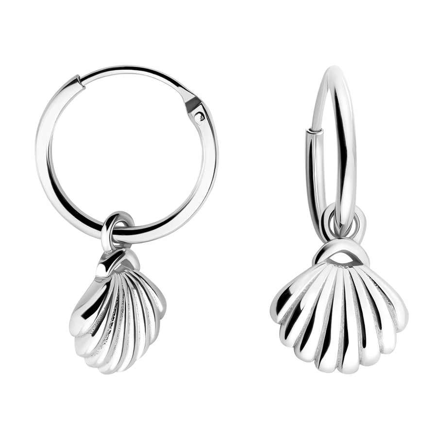 Muschel Creolen in 925 Silber