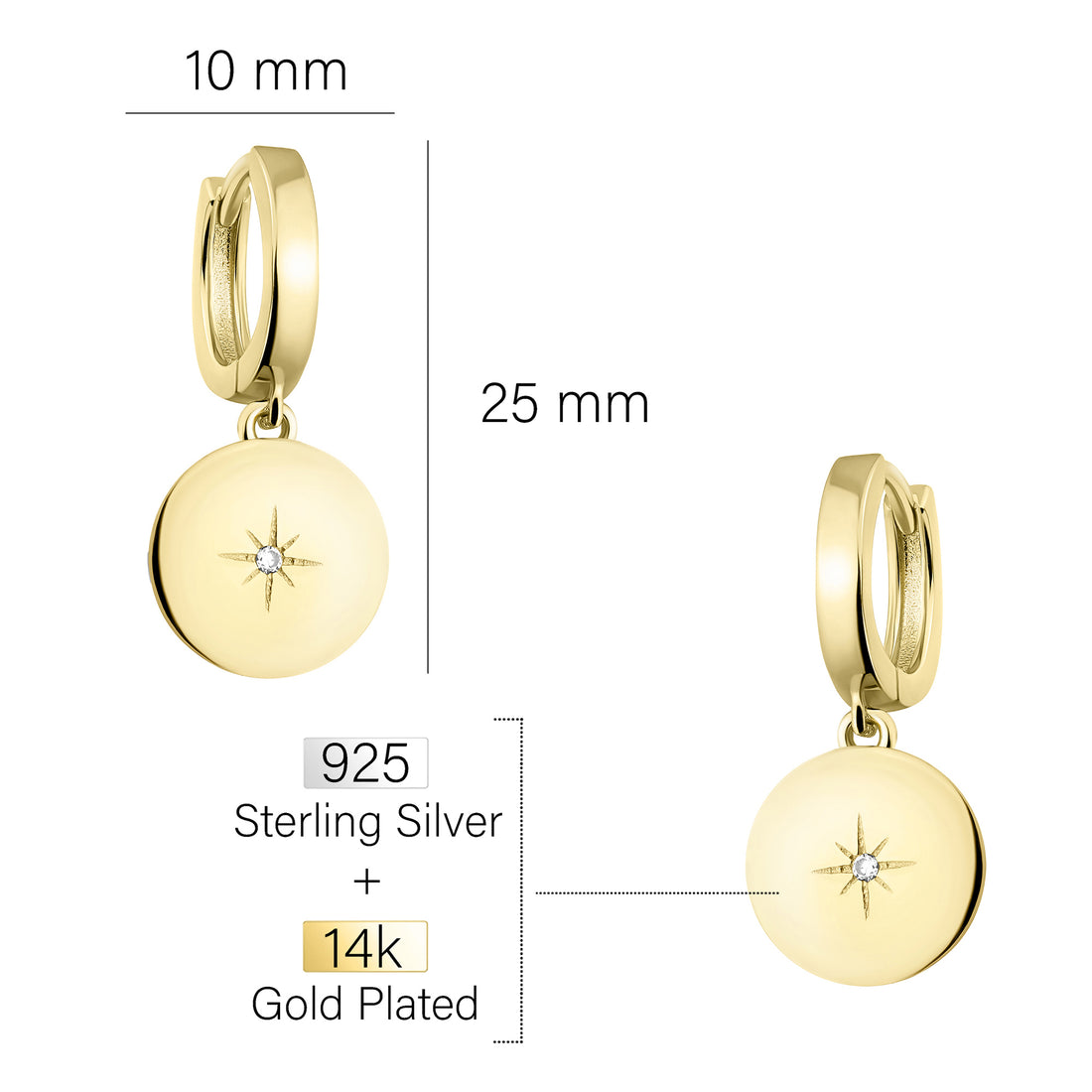 Sonne Creolen in 925 Silber