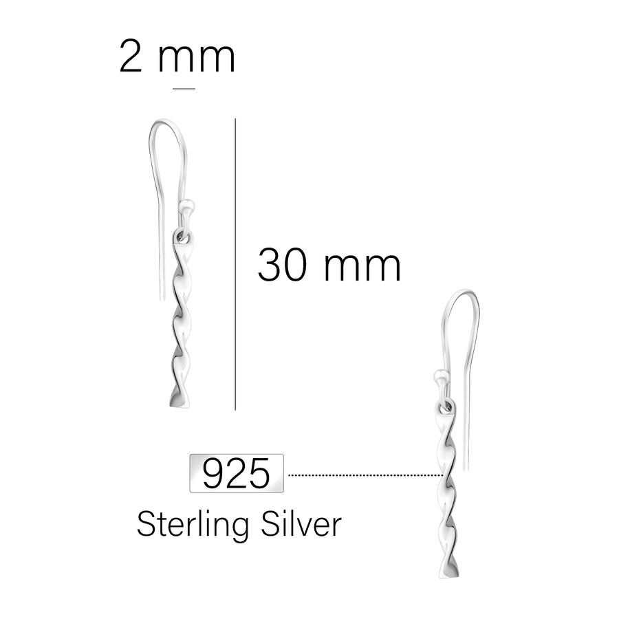 Verdreht Ohrhänger in 925 Silber