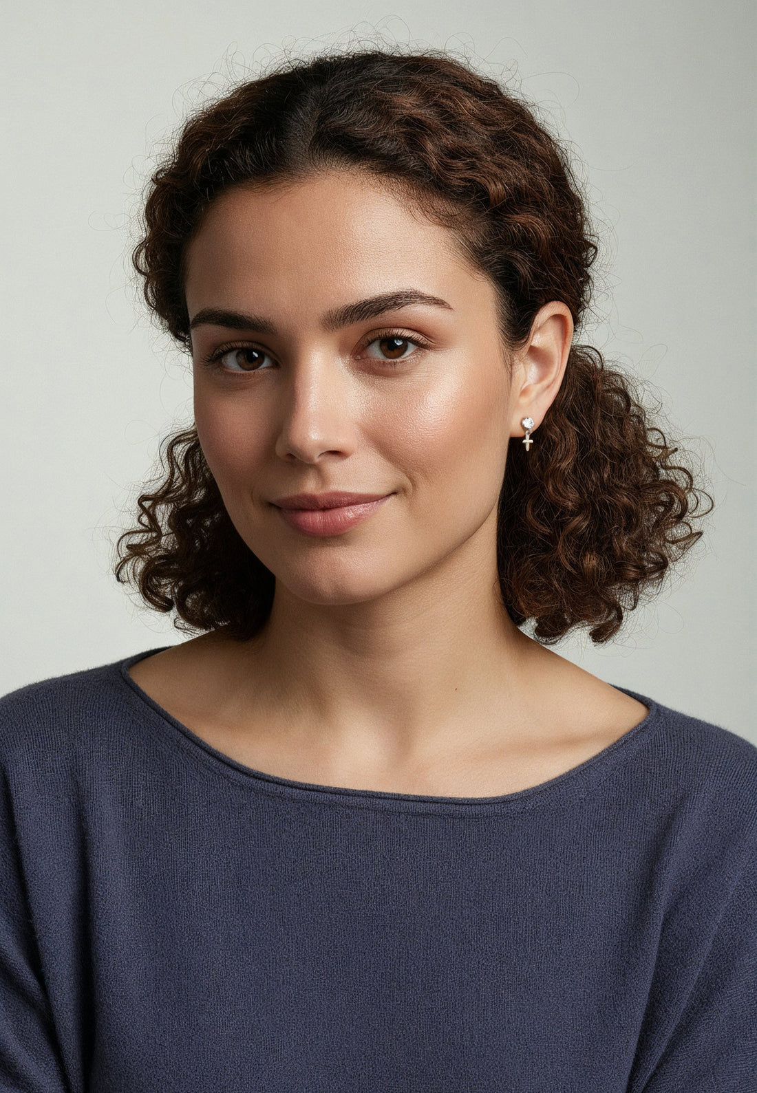 Zirconia Kreuz Ohrstecker in 925 Silber