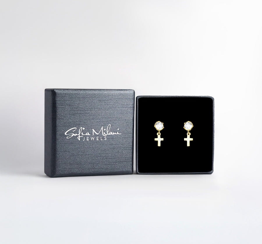 Zirconia Kreuz Ohrstecker in 925 Silber