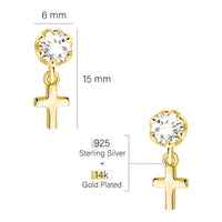 Zirconia Kreuz Ohrstecker in 925 Silber
