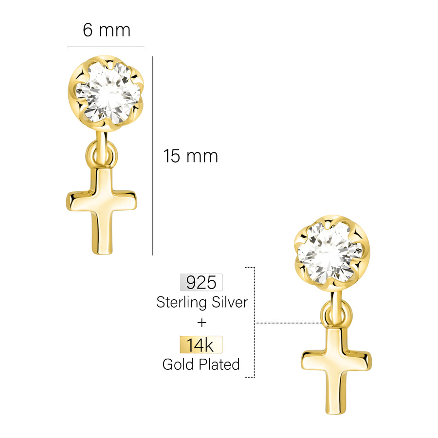 Zirconia Kreuz Ohrstecker in 925 Silber
