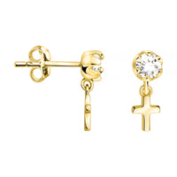 Zirconia Kreuz Ohrstecker in 925 Silber