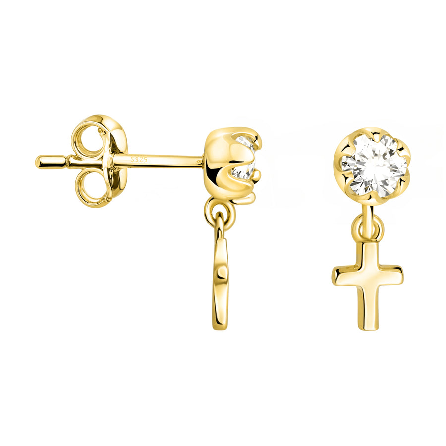 Zirconia Kreuz Ohrstecker in 925 Silber