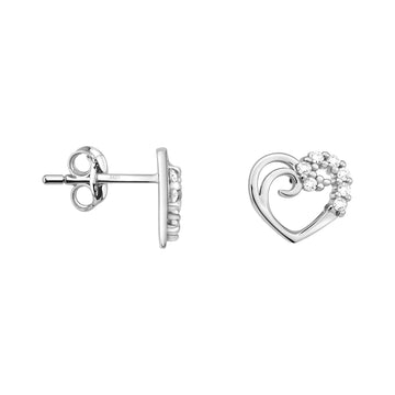 Haupt- und Seitenansicht von Herz Ohrstecker in 925 Silber von Sofia Milani - E1556