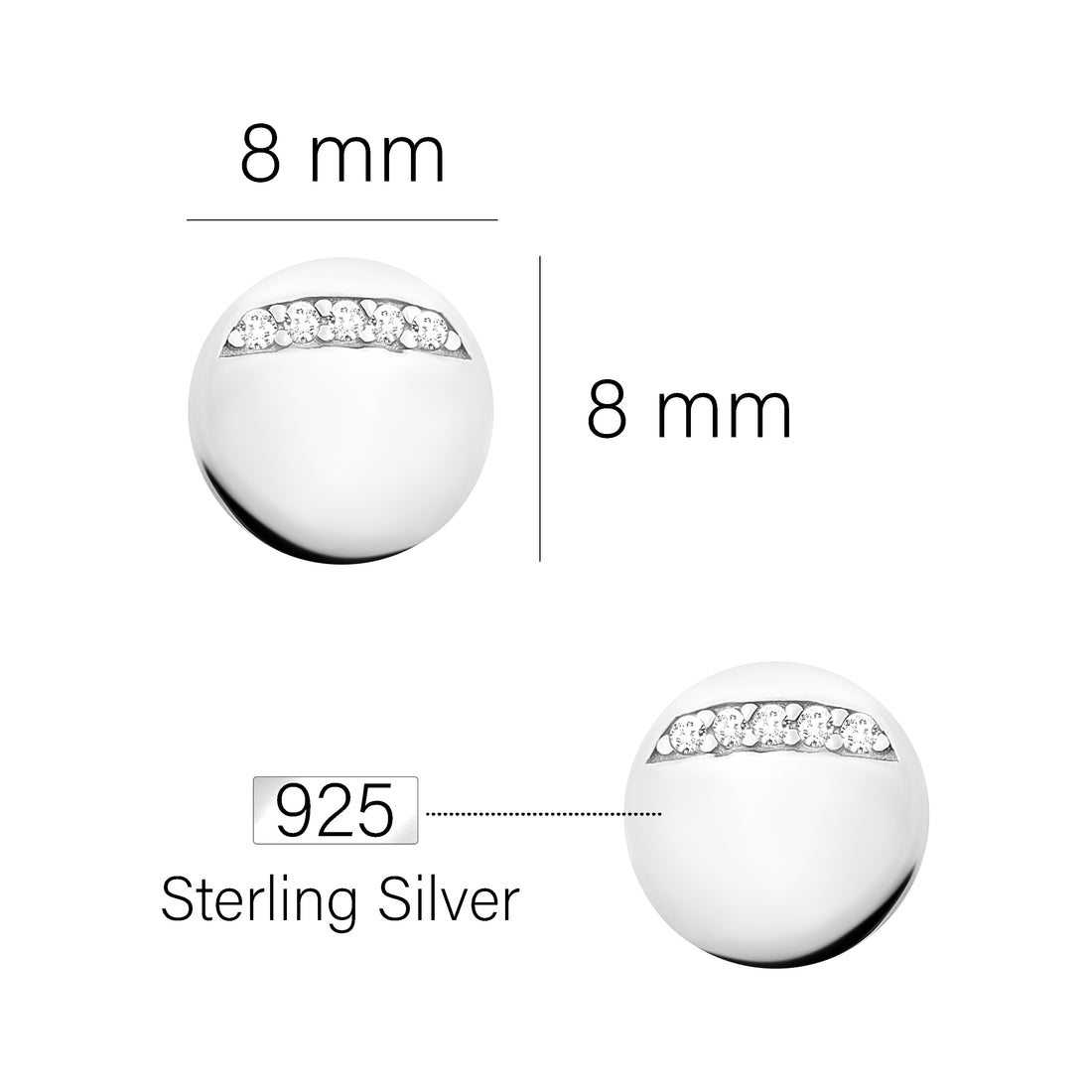 Maßenansicht von Kreis Ohrstecker in 925 Silber von Sofia Milani - E1560