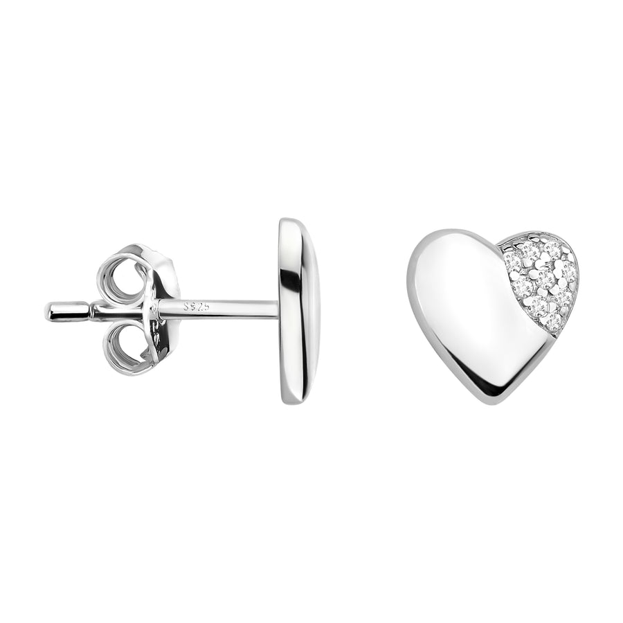 Haupt- und Seitenansicht von Herz Ohrstecker in 925 Silber von Sofia Milani - E1562