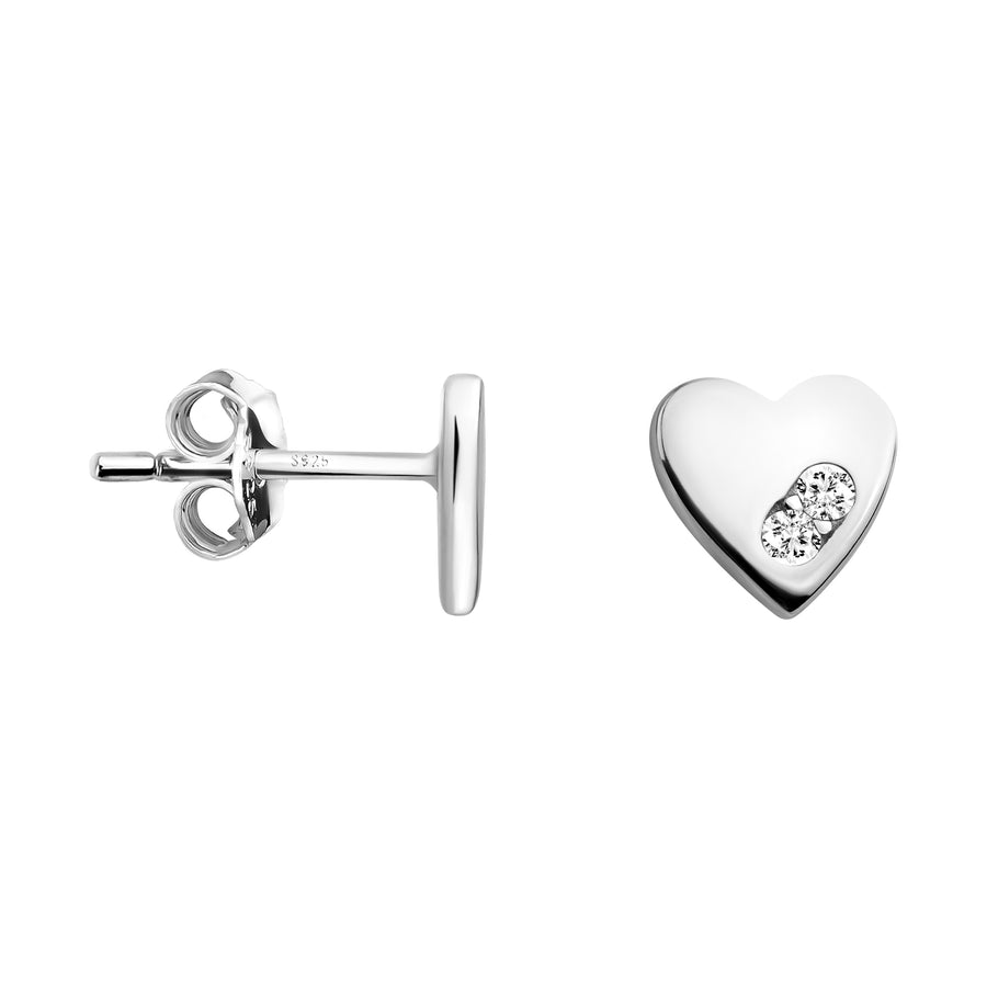 Haupt- und Seitenansicht von Herz Ohrstecker in 925 Silber von Sofia Milani - E1564