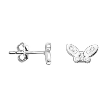 Haupt- und Seitenansicht von Schmetterling Ohrstecker in 925 Silber von Sofia Milani - E1566