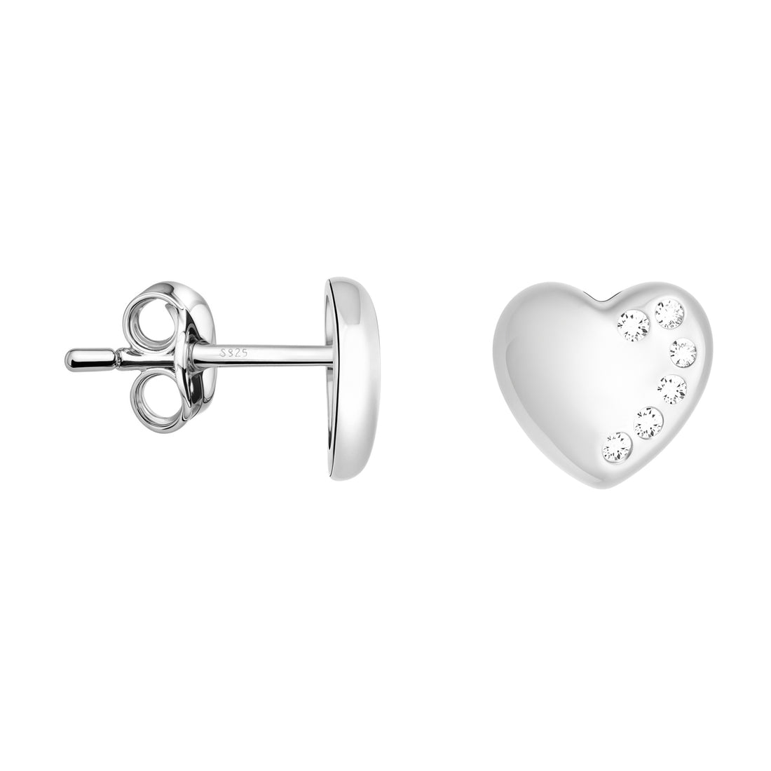 Haupt- und Seitenansicht von Herz Ohrstecker in 925 Silber von Sofia Milani - E1568