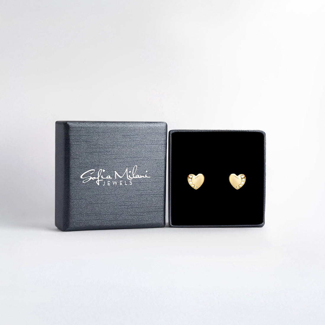 Boxansicht von Herz Ohrstecker in 925 Silber von Sofia Milani - E1569