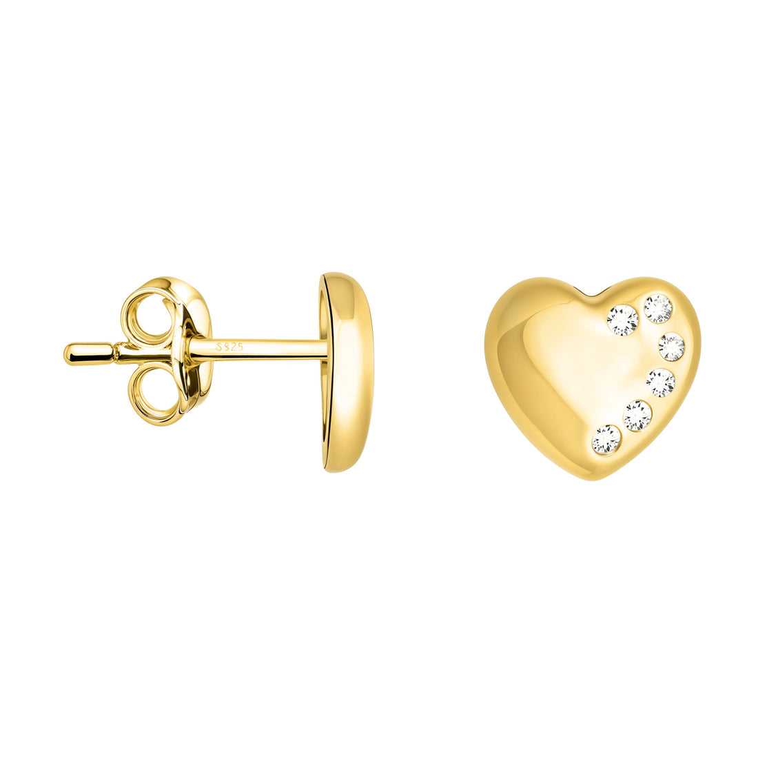 Haupt- und Seitenansicht von Herz Ohrstecker in 925 Silber von Sofia Milani - E1569