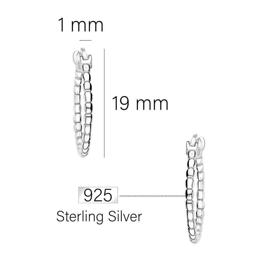 Maßenansicht von Kugeln Creolen in 925 Silber von Sofia Milani - E1574