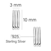 Maßenansicht von Dreifach Steck Creolen in 925 Silber von Sofia Milani - E1592