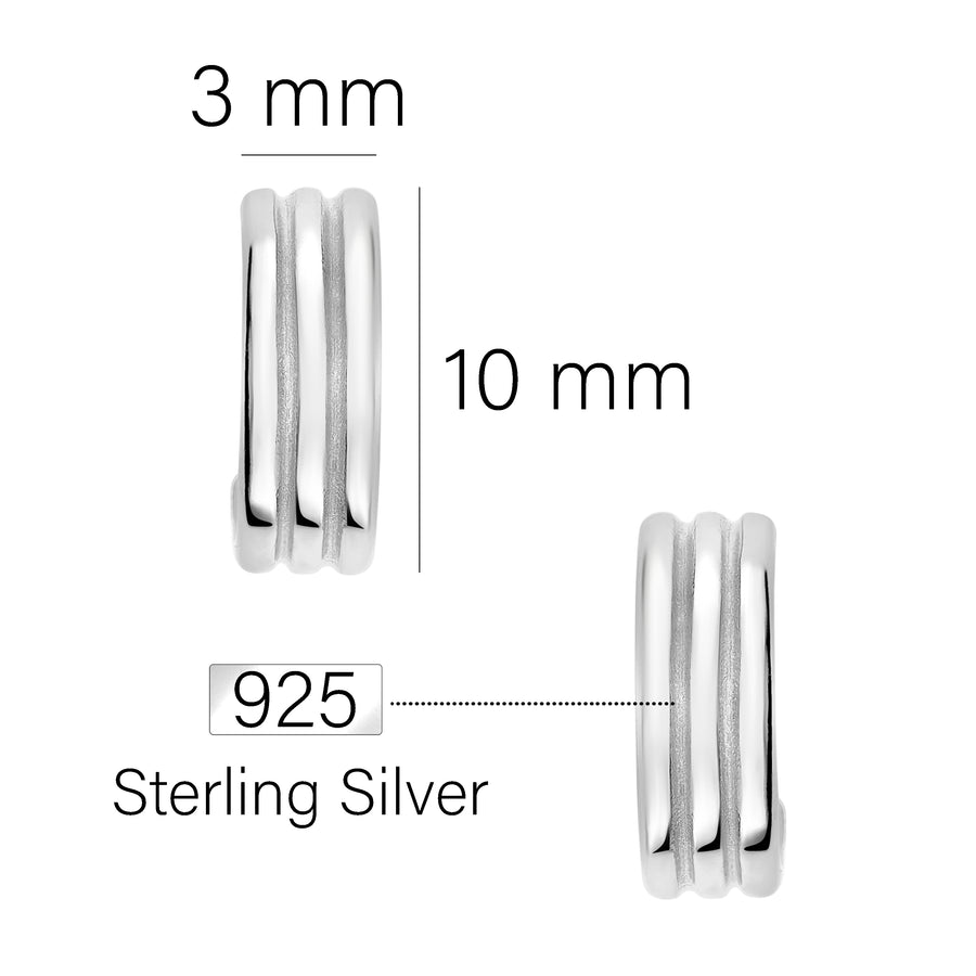 Maßenansicht von Dreifach Steck Creolen in 925 Silber von Sofia Milani - E1592