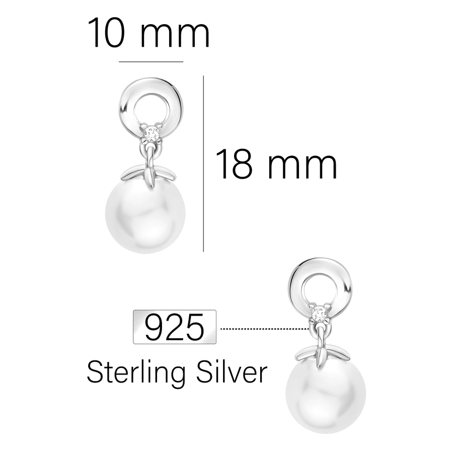 Maßenansicht von Kreis Perlen Ohrhänger in 925 Silber von Sofia Milani - E1598