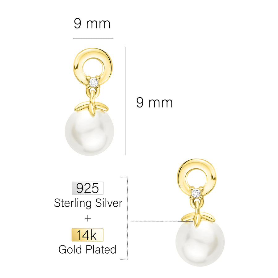 Maßenansicht von Kreis Perlen Ohrhänger in 925 Silber von Sofia Milani - E1599