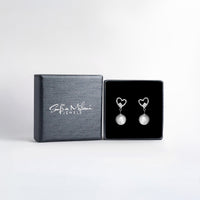 Boxansicht von Herz Perle Ohrhänger in 925 Silber von Sofia Milani - E1600