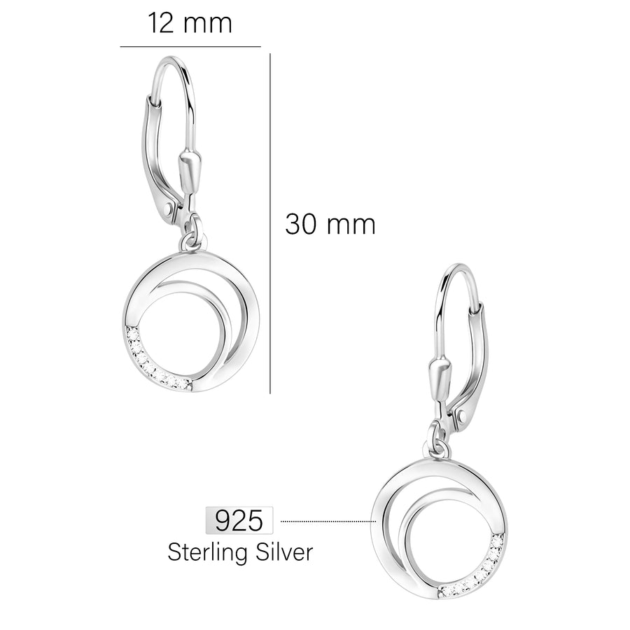 Maßenansicht von Kreis Ohrhänger in 925 Silber von Sofia Milani - E1602