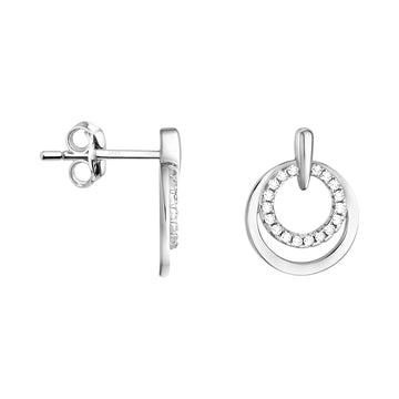 Haupt- und Seitenansicht von Kreis Ohrstecker in 925 Silber von Sofia Milani - E1609