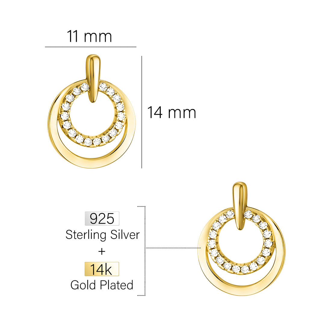 Kreise Ohrstecker in 925 Silber