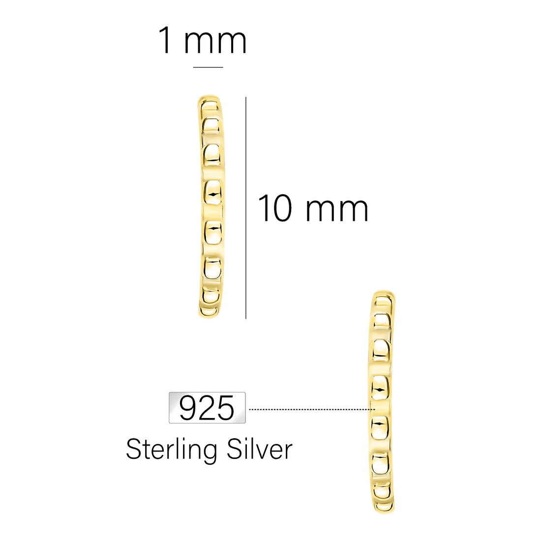 Maßenansicht von Creolen Steck Creolen in 925 Silber von Sofia Milani - E1611