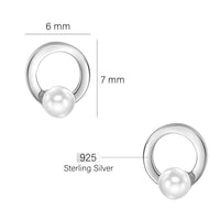 Maßenansicht von Kreis Perlen Ohrstecker in 925 Silber von Sofia Milani - E1615