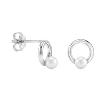 Haupt- und Seitenansicht von Kreis Perlen Ohrstecker in 925 Silber von Sofia Milani - E1615