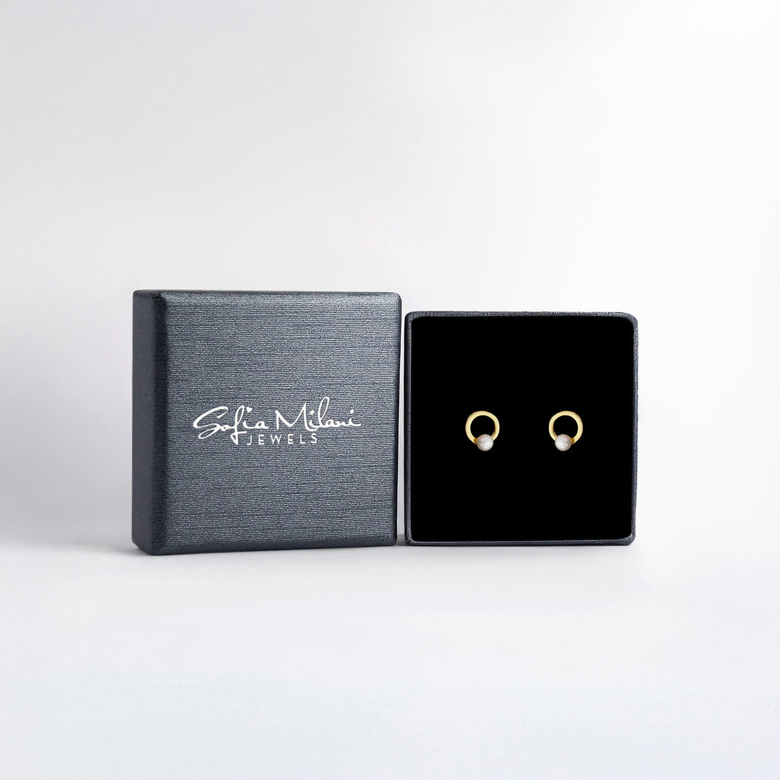 Kreis Perlen Ohrstecker in 925 Silber
