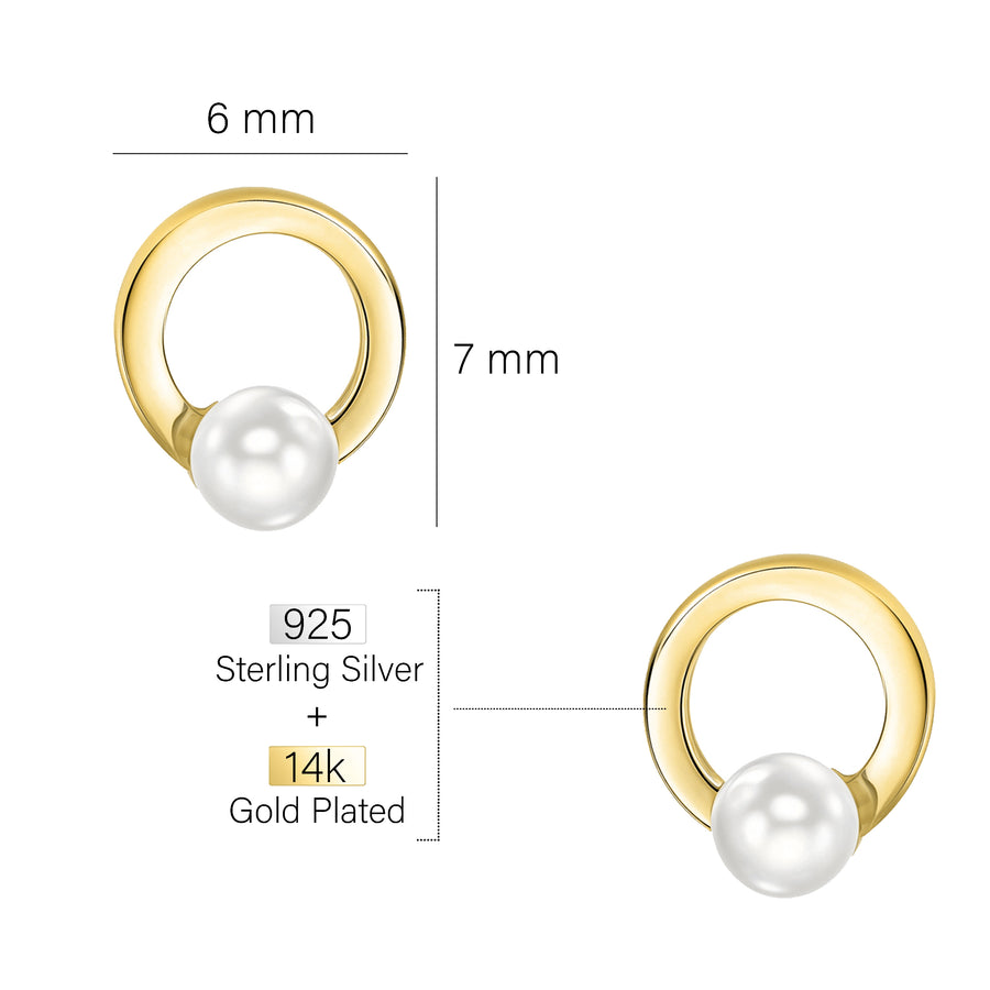 Kreis Perlen Ohrstecker in 925 Silber