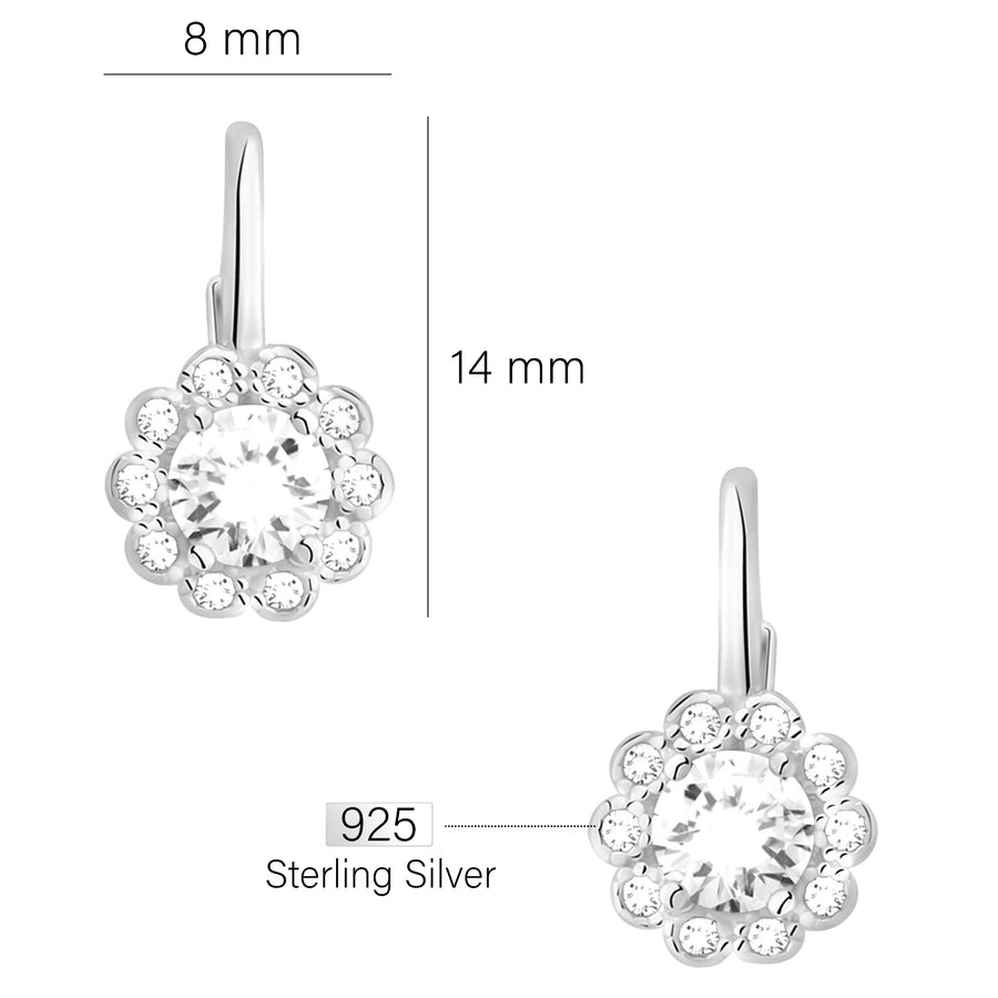 Maßenansicht von Blumen Ohrhänger in 925 Silber von Sofia Milani - E1616