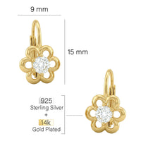 Maßenansicht von Blumen Ohrhänger in 925 Silber von Sofia Milani - E1619