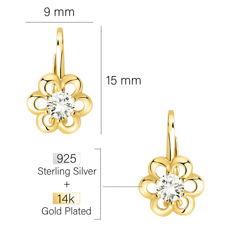 Maßenansicht von Blumen Ohrhänger in 925 Silber von Sofia Milani - E1619