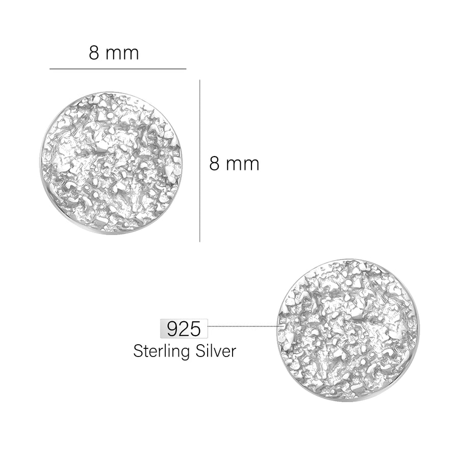 Maßenansicht von Gehämmerter Kreis Ohrstecker in 925 Silber von Sofia Milani - E1625