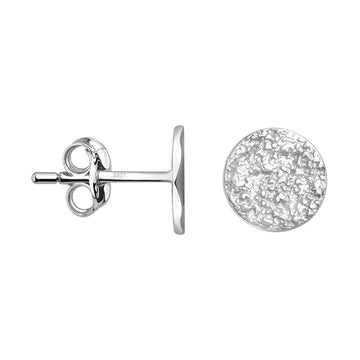 Haupt- und Seitenansicht von Gehämmerter Kreis Ohrstecker in 925 Silber von Sofia Milani - E1625