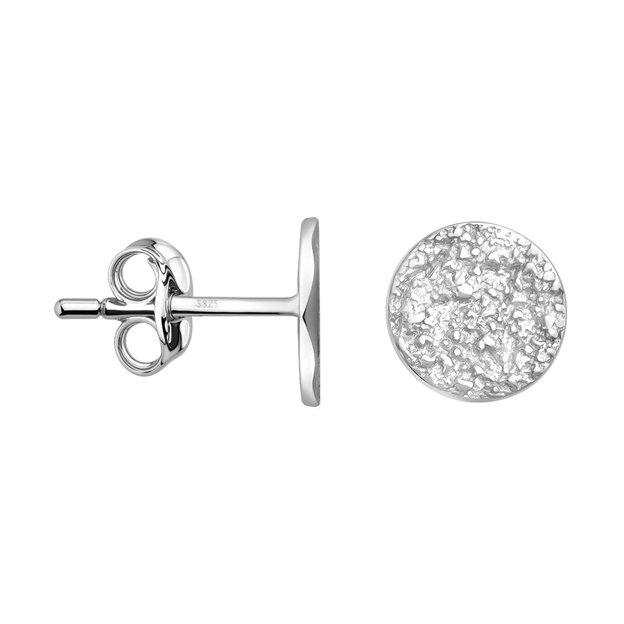 Haupt- und Seitenansicht von Gehämmerter Kreis Ohrstecker in 925 Silber von Sofia Milani - E1625