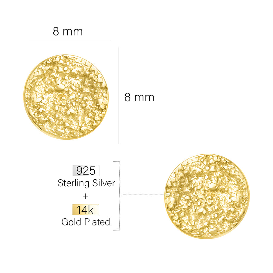 Maßenansicht von Gehämmerter Kreis Ohrstecker in 925 Silber von Sofia Milani - E1625