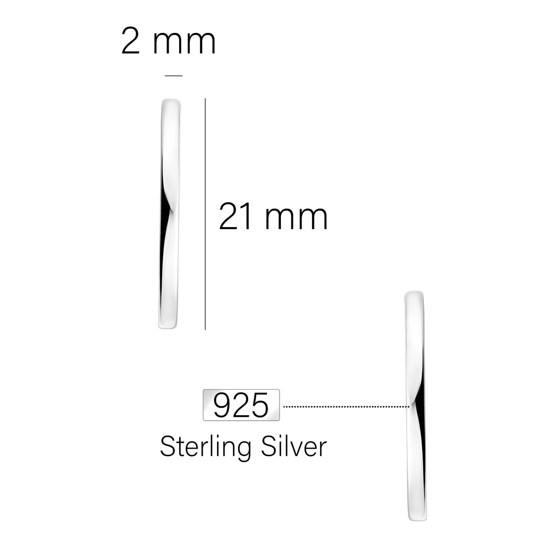Maßenansicht von Creolen Steck Creolen in 925 Silber von Sofia Milani - E1626